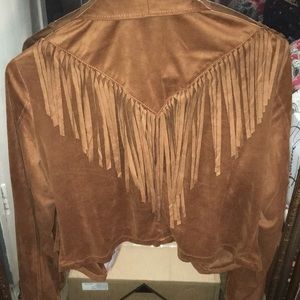 Beautiful fringe coat very sexy and warm stretchy material true xl
